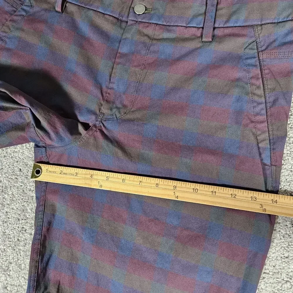Lululemon Commission Shorts Mens 38 Blue Maroon Plaid Check Stretch‎ 10